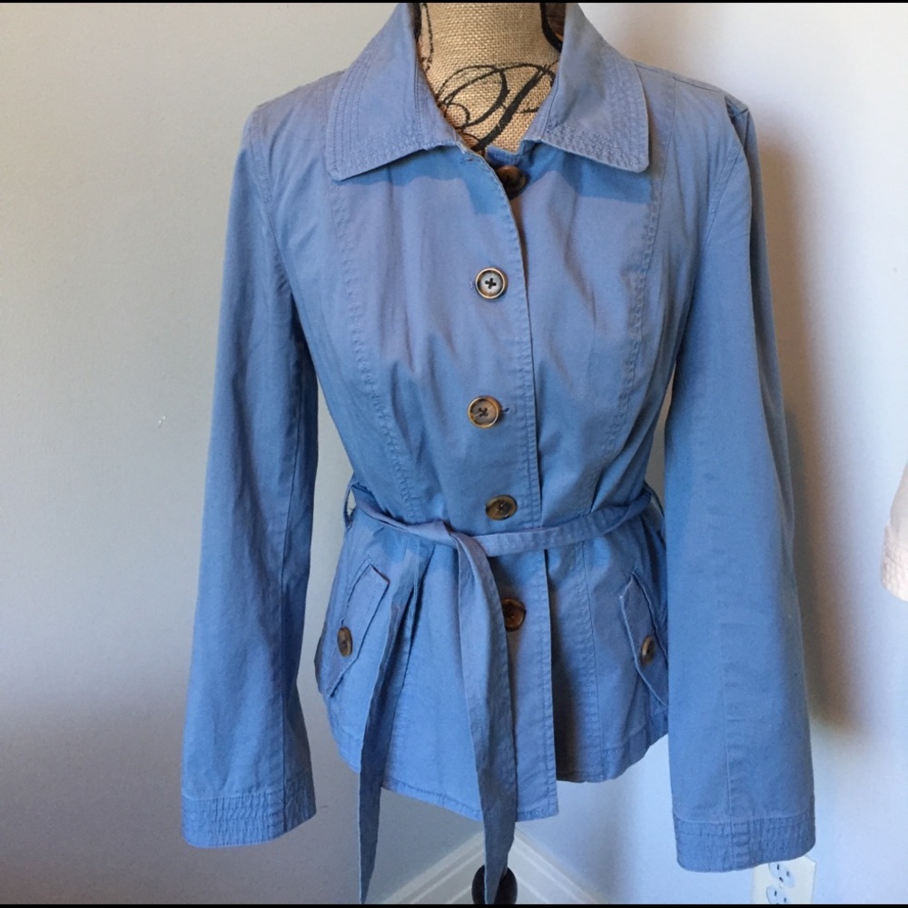 Talbots Light Blue Trench Coat Jacket